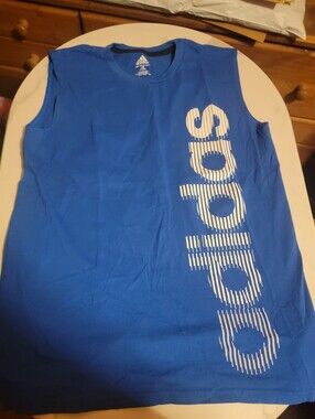 adidas Blue Boys' Sleeveless Tank with Vertical Logo